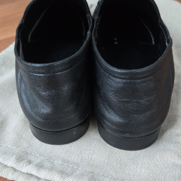 Gucci Black Leather Slip-On Loafers with Gold Detail